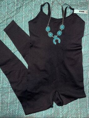 PINK Black One-Piece with Spaghetti Straps